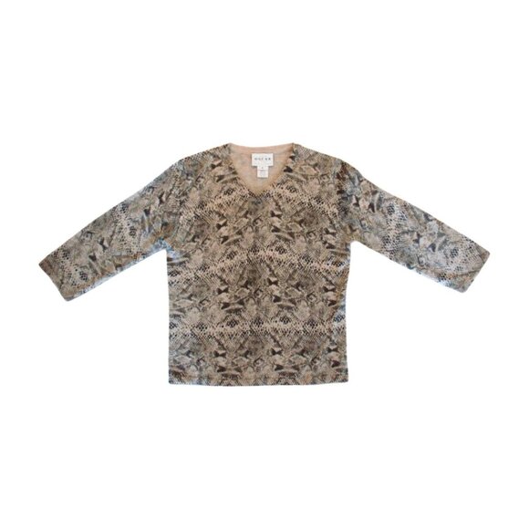 Vintage Oscar de la Renta Snakeskin Print Wool Sweater - Picture 2 of 6